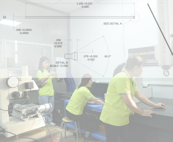 Custom ejector sleeve manufacturing with engineering drawing and precision tolerance inspection