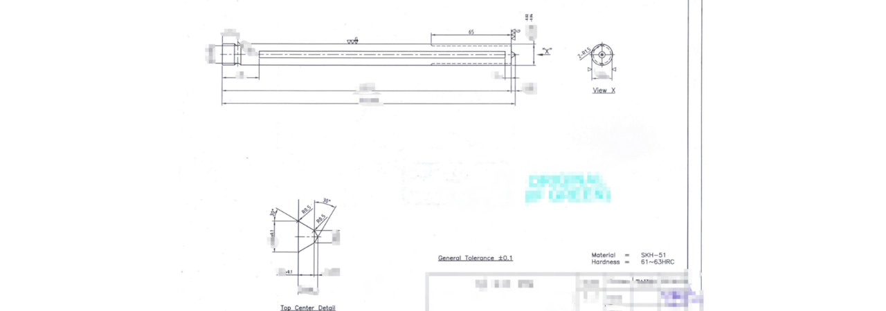 PDF drawings for the customized punches
