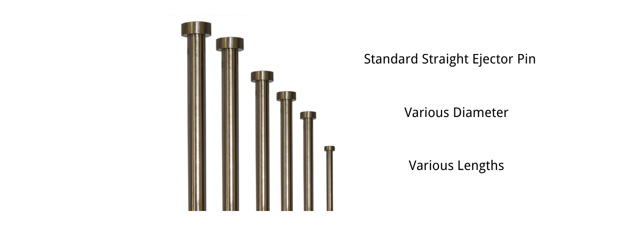 Standard straight ejector pins in multiple diameters for plastic injection molds