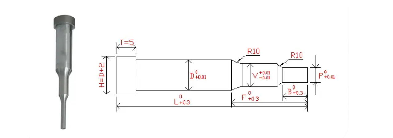 Die punch design key dimensions diagram